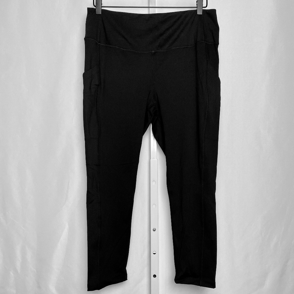 32 Degrees Cool Womenʻs Pull On Black Leggings with Side Pockets XL